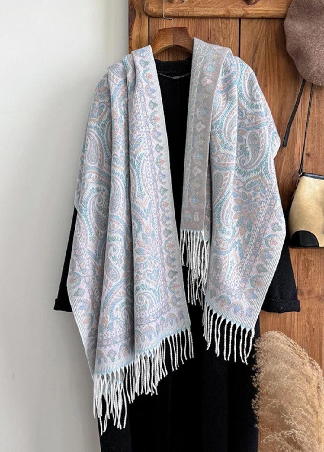 Thick Pashmina Shawl & Scarf for Women, Jacquard Brocade, Blanket Shawl, Wrap