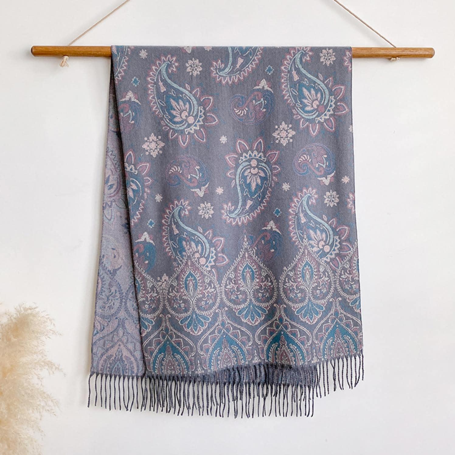 Thick Pashmina Shawl & Scarf for Women, Jacquard Brocade, Blanket Shawl, Wrap