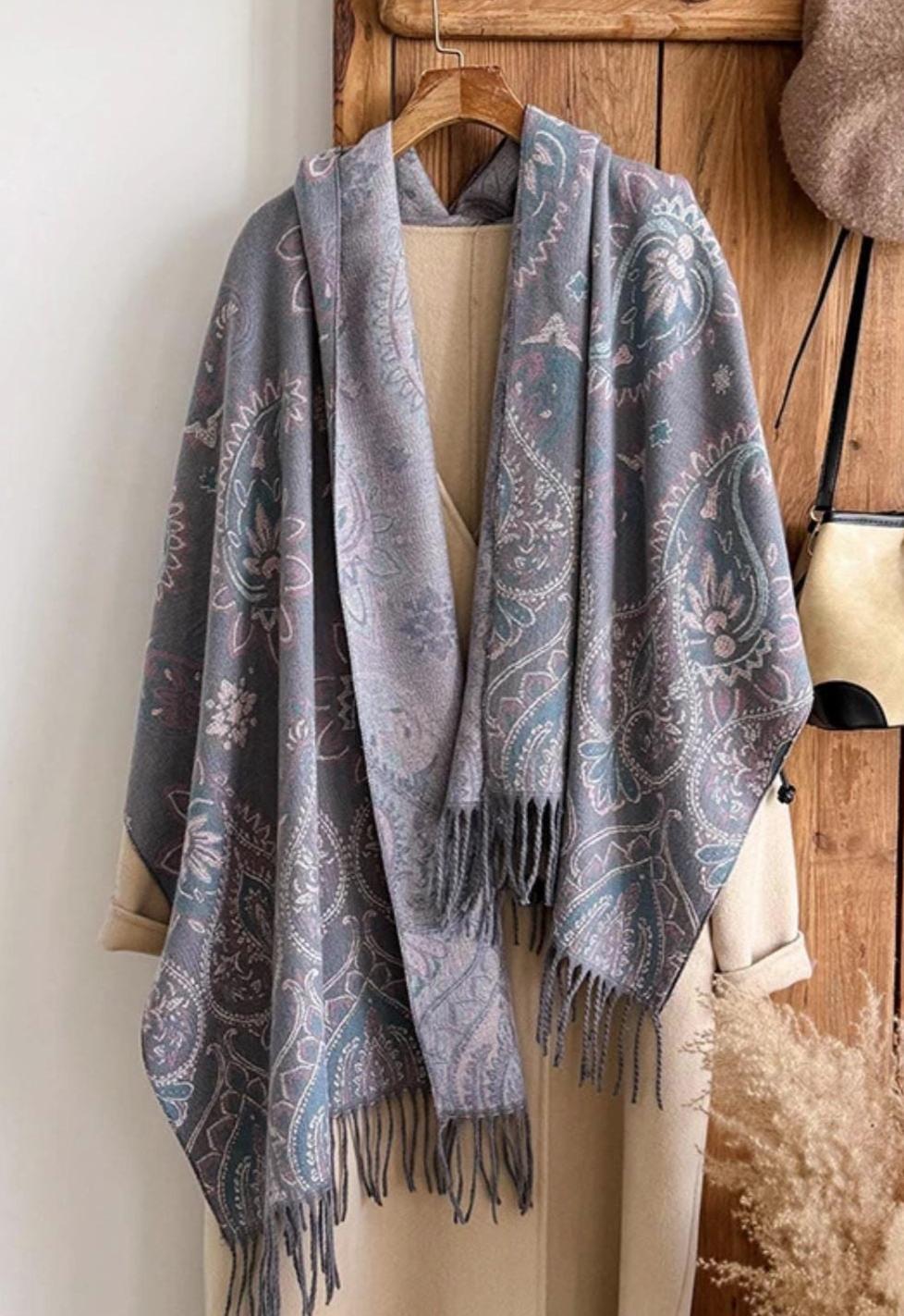 Thick Pashmina Shawl & Scarf for Women, Jacquard Brocade, Blanket Shawl, Wrap