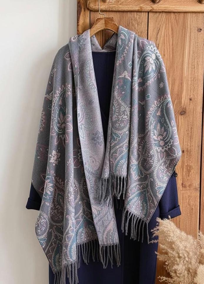 Thick Pashmina Shawl & Scarf for Women, Jacquard Brocade, Blanket Shawl, Wrap