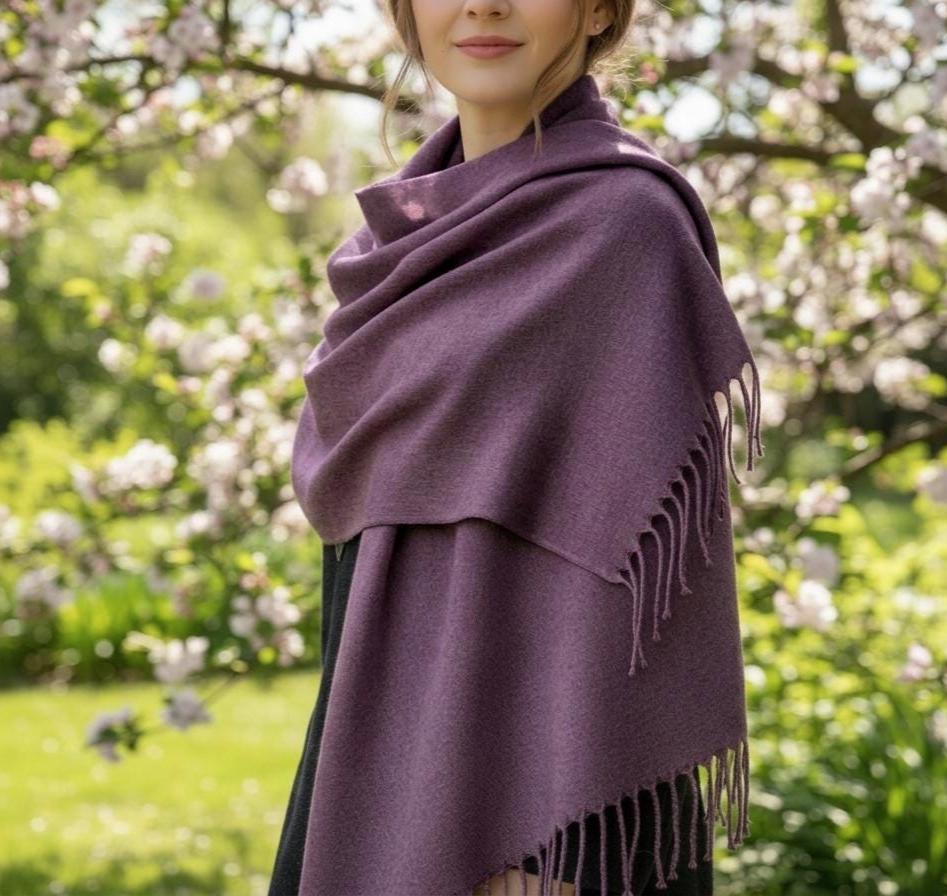 Purple Blanket Shawl - Thick Wide Scarf - Super Soft Wrap
