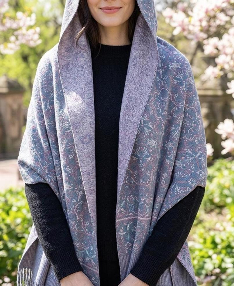 Thick Pashmina Shawl & Scarf for Women, Jacquard Brocade, Blanket Shawl, Wrap