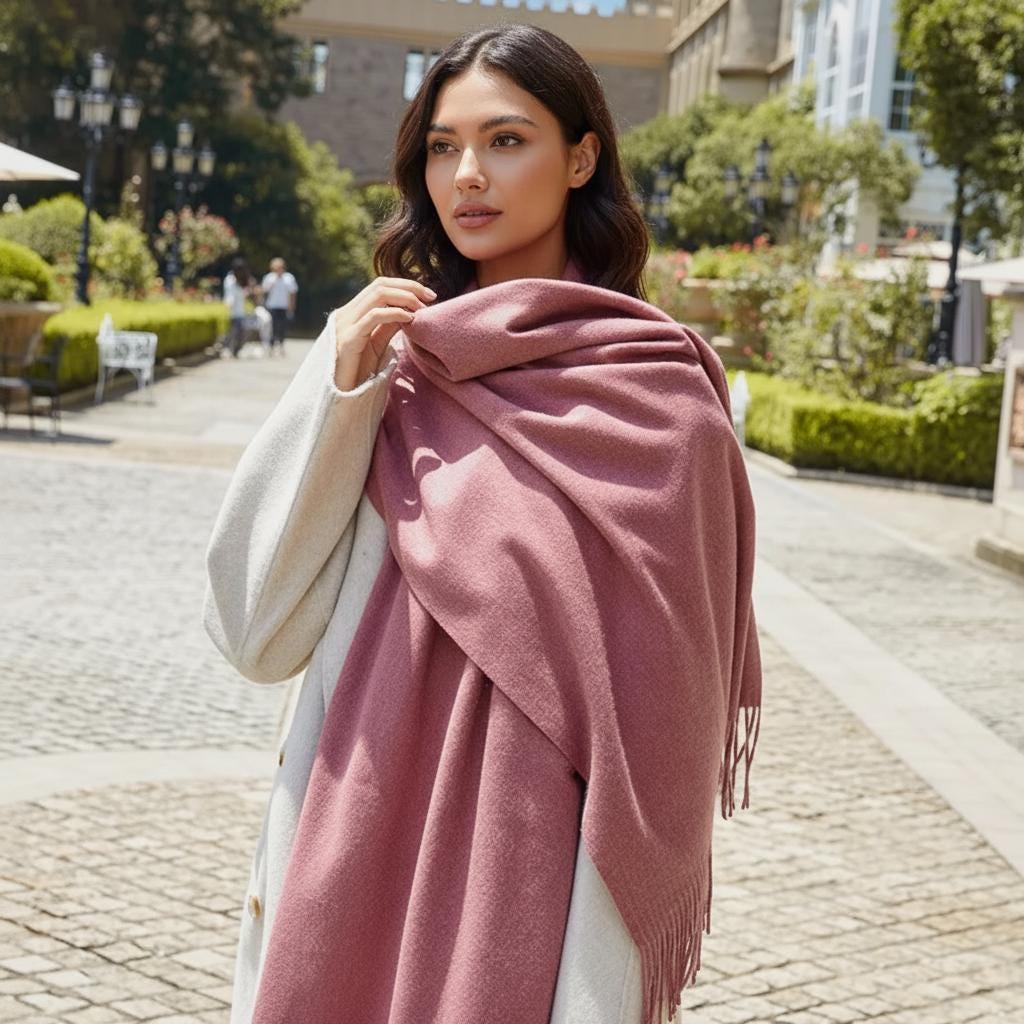Blanket Scarf and Shawl - Rose - Super Soft Pashmina Wide Scarf