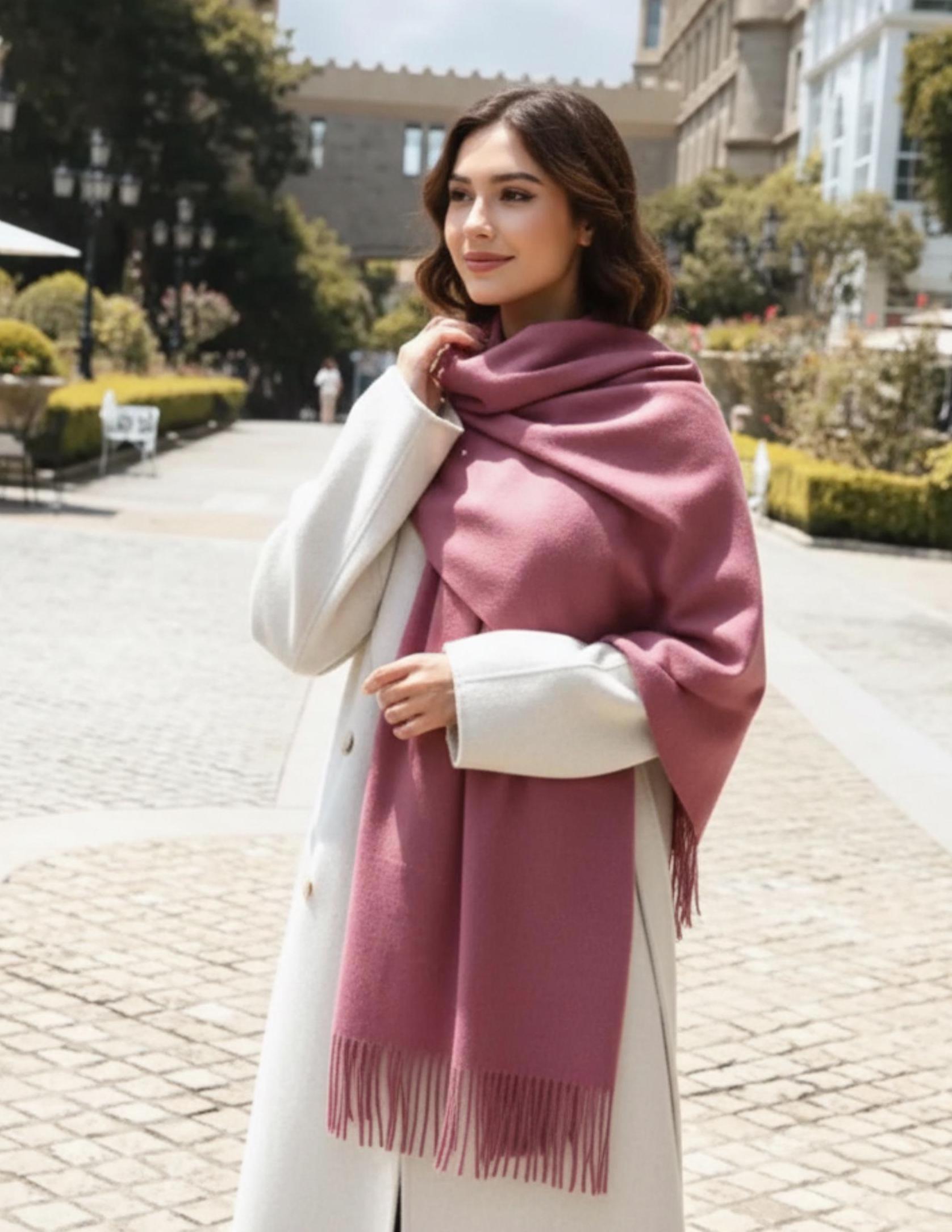 Blanket Scarf and Shawl - Rose - Super Soft Pashmina Wide Scarf