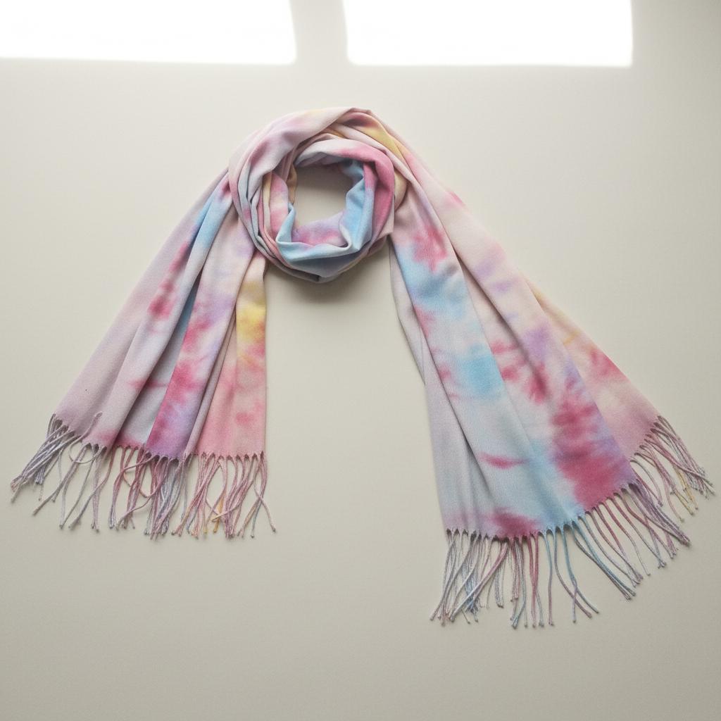 Hand Dyed Tie Dye Pashmina, Blanket Shawl, Wide Scarf, Head Wrap - Rayon Shawl