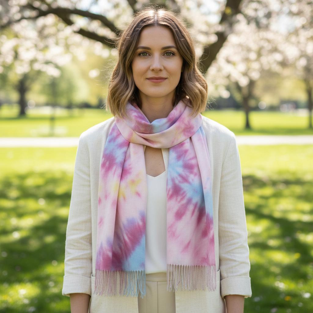 Hand Dyed Tie Dye Pashmina, Blanket Shawl, Wide Scarf, Head Wrap - Rayon Shawl