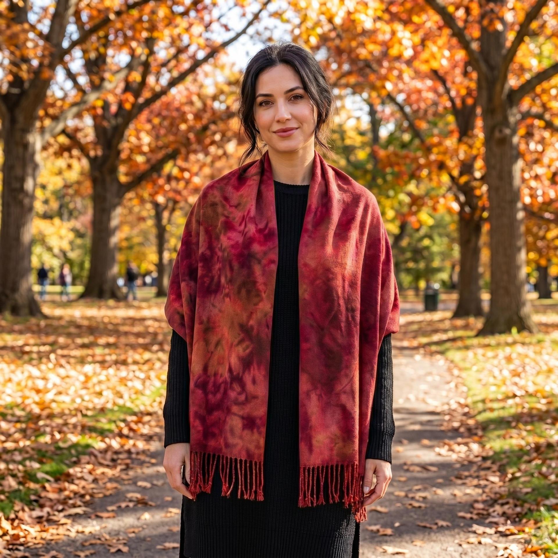 Hand Dyed Tie Dye Pashmina, Blanket Shawl, Wide Scarf, Head Wrap - Rayon Shawl