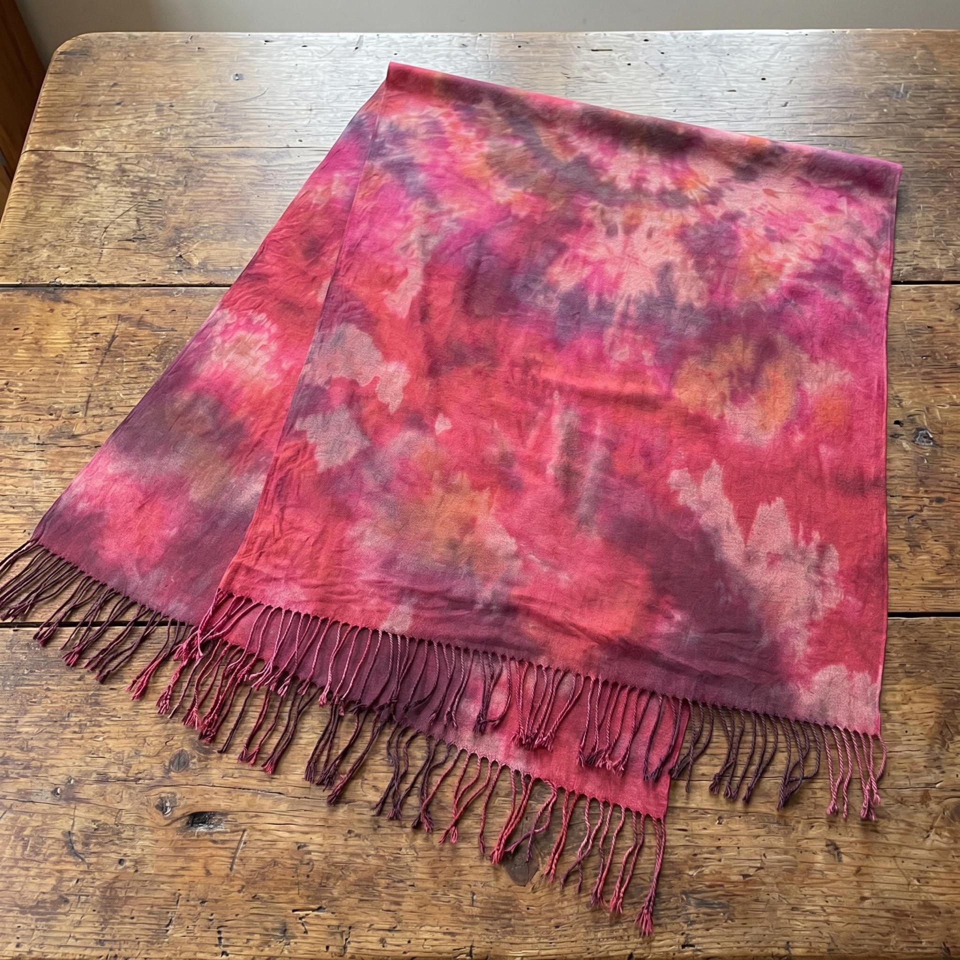 Hand Dyed Tie Dye Pashmina, Blanket Shawl, Wide Scarf, Head Wrap - Rayon Shawl