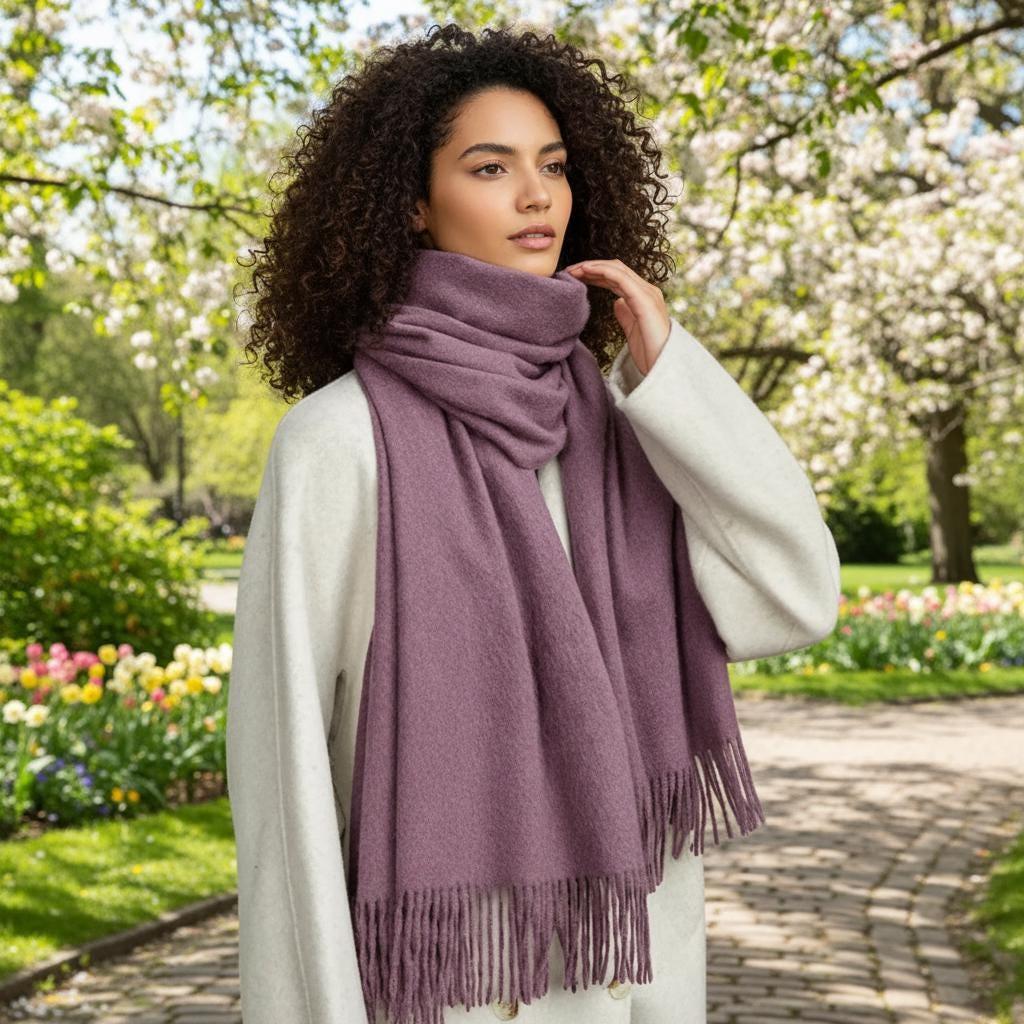 Purple Blanket Scarf and Shawl - Super Soft Pashmina Wide Scarf