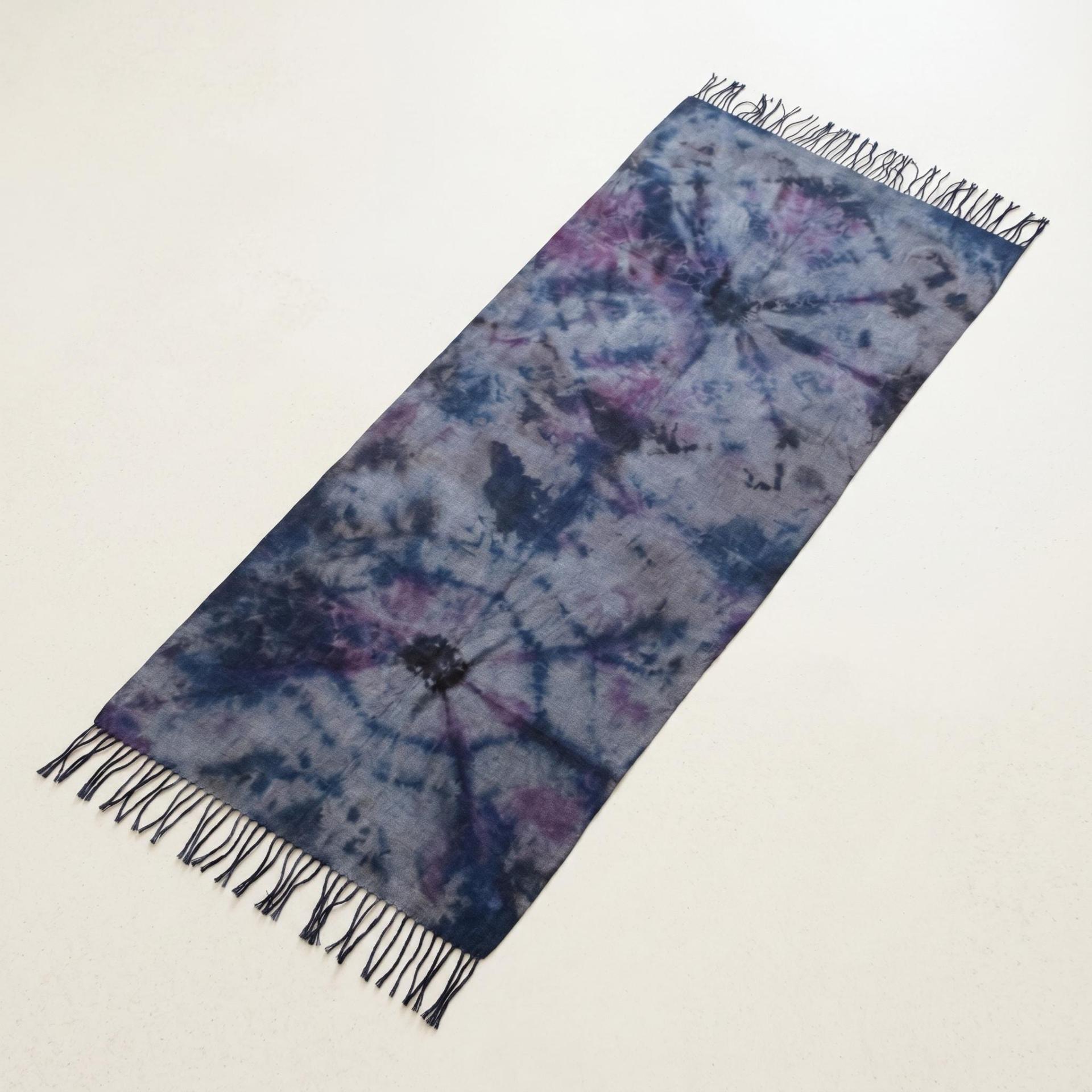 Hand Dyed Tie Dye Pashmina, Blanket Shawl, Wide Scarf, Head Wrap - Rayon Shawl