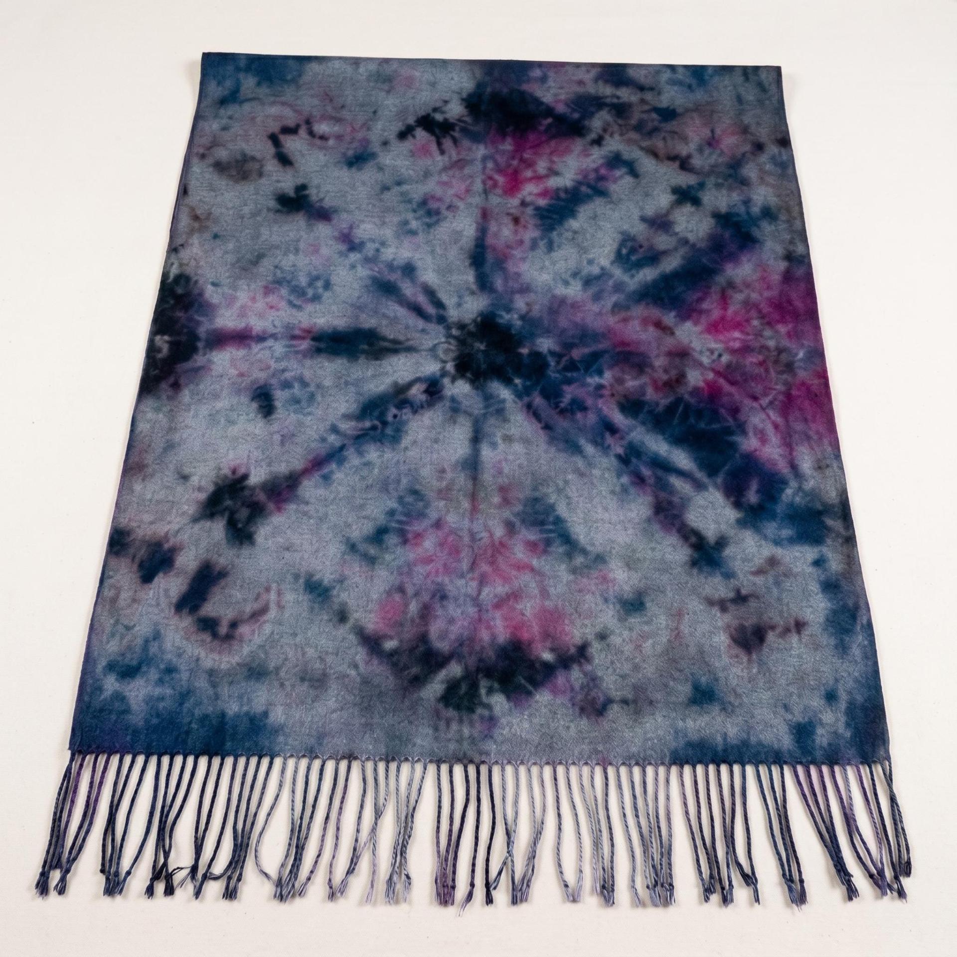 Hand Dyed Tie Dye Pashmina, Blanket Shawl, Wide Scarf, Head Wrap - Rayon Shawl