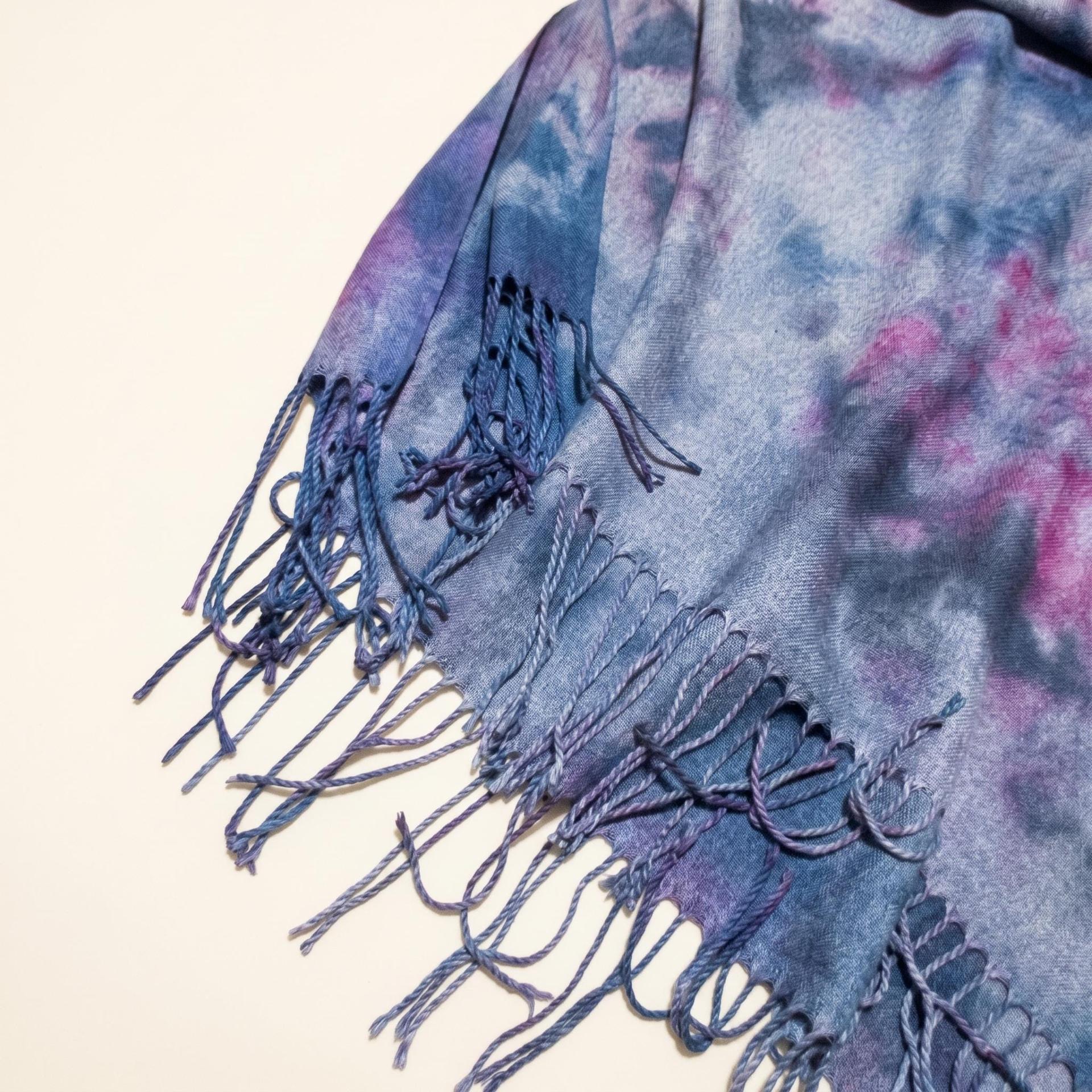 Hand Dyed Tie Dye Pashmina, Blanket Shawl, Wide Scarf, Head Wrap - Rayon Shawl