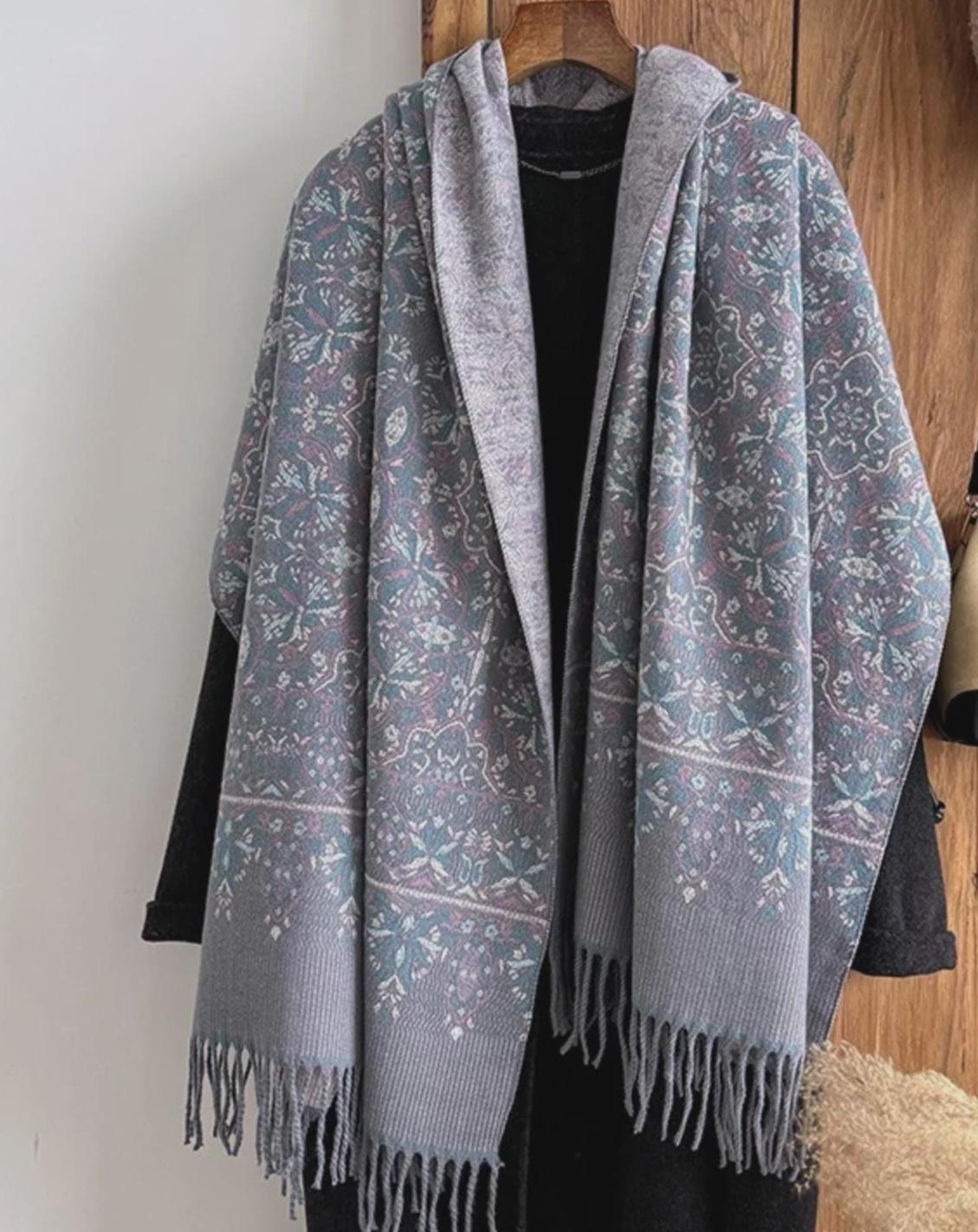 Thick Pashmina Shawl & Scarf for Women, Jacquard Brocade, Blanket Shawl, Wrap