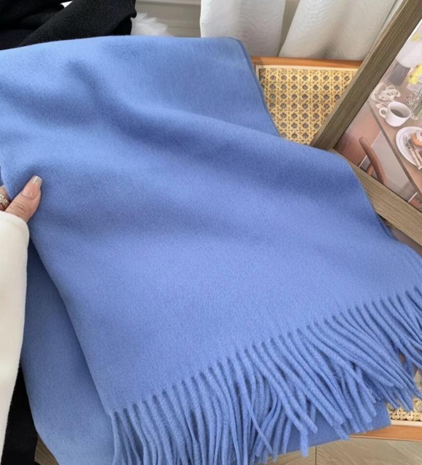 Blanket Scarf and Shawl - Blue - Super Soft Pashmina Wide Scarf