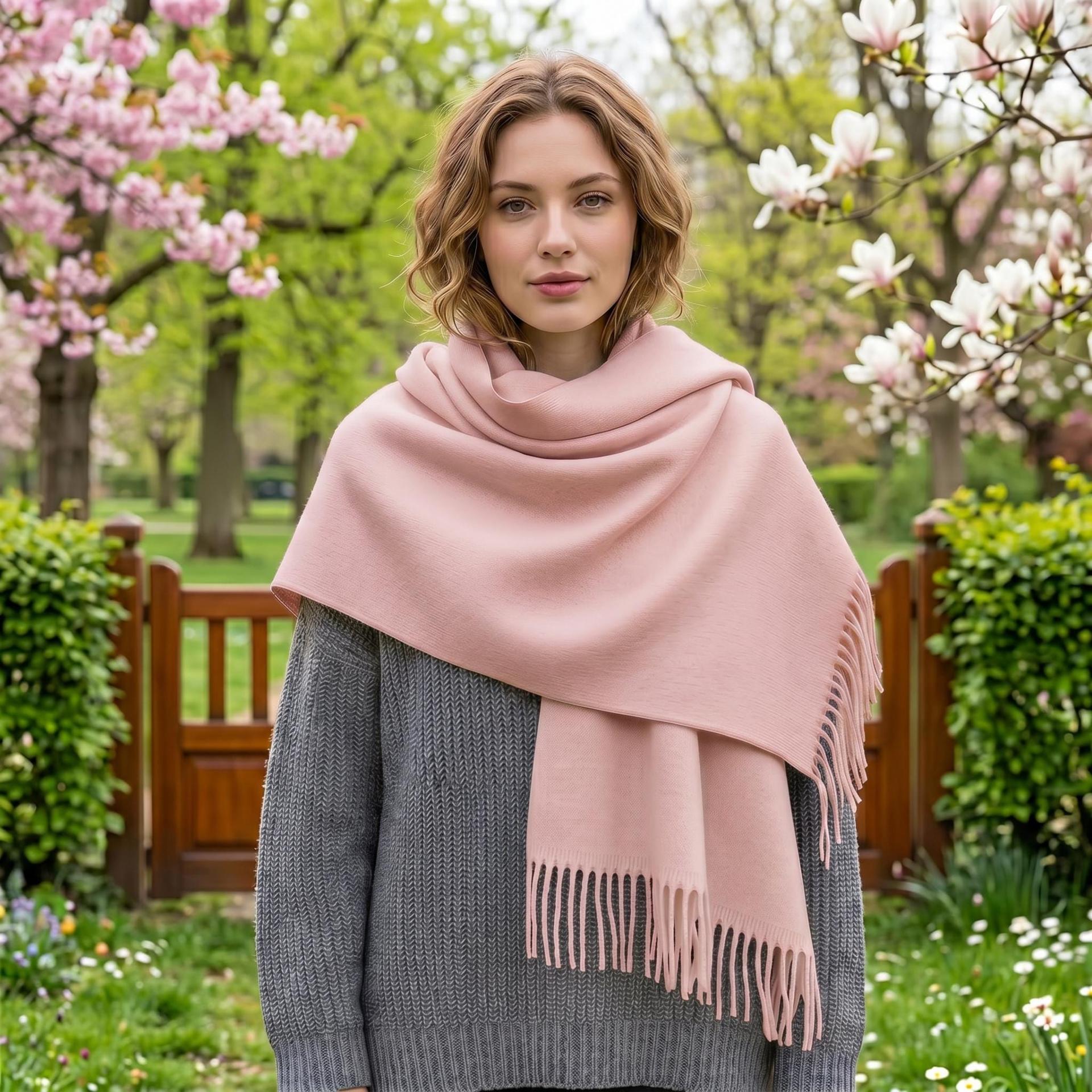 Peach Shawl - Thick Wide Scarf - Pashmina Super Soft Wrap