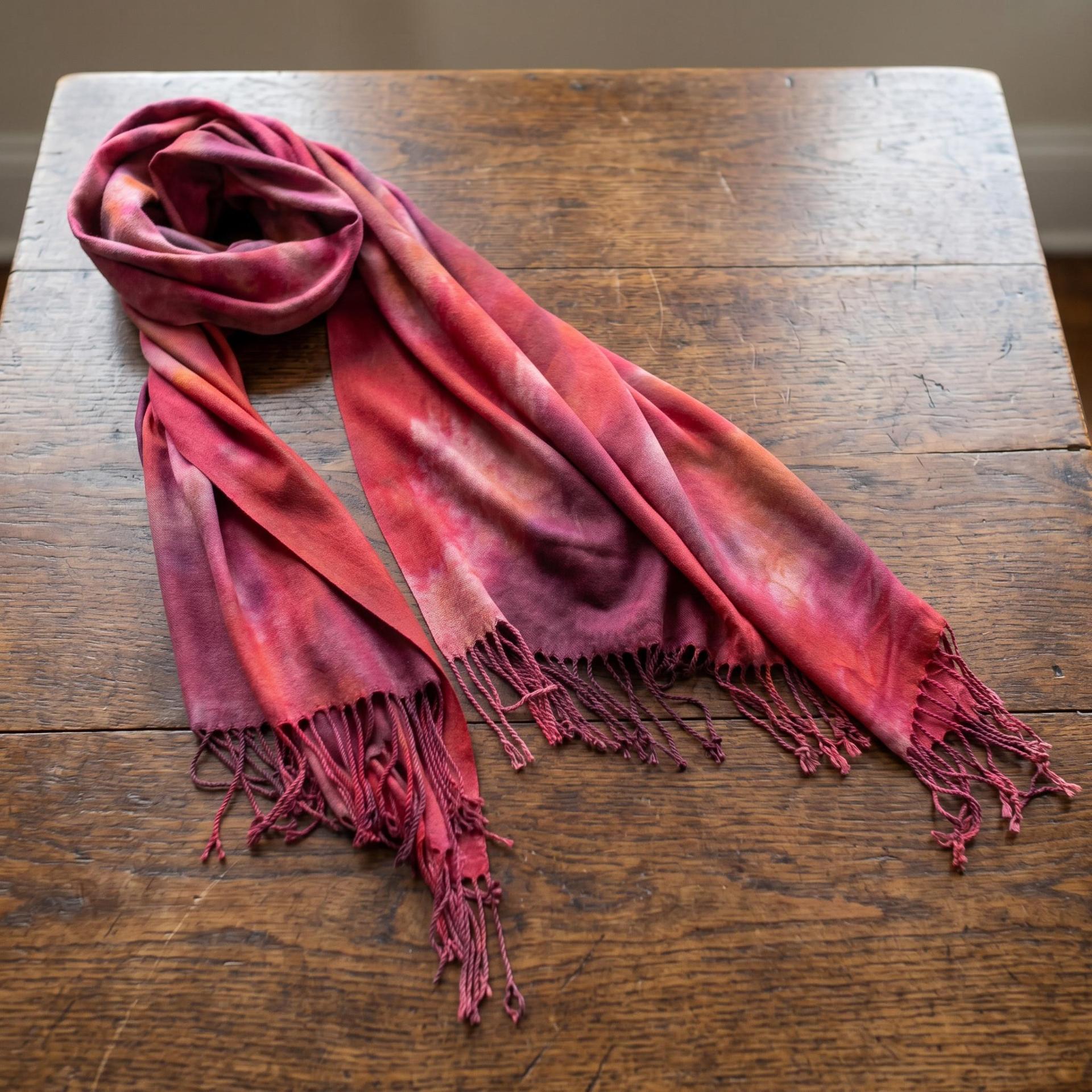Hand Dyed Tie Dye Pashmina, Blanket Shawl, Wide Scarf, Head Wrap - Rayon Shawl
