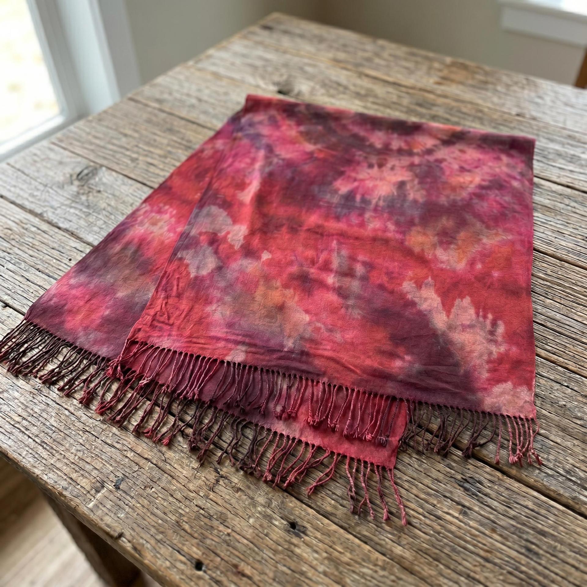 Hand Dyed Tie Dye Pashmina, Blanket Shawl, Wide Scarf, Head Wrap - Rayon Shawl