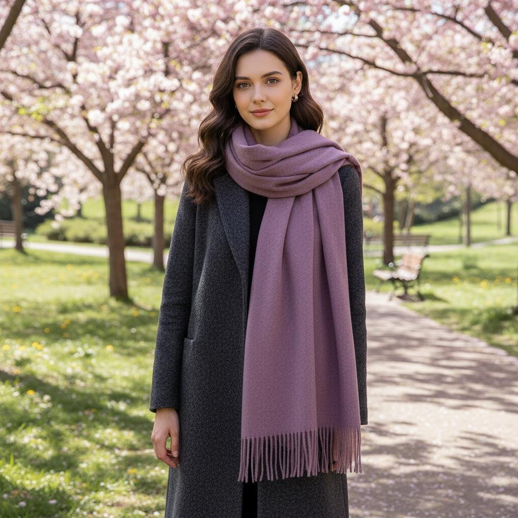 Purple Blanket Scarf and Shawl - Super Soft Pashmina Wide Scarf