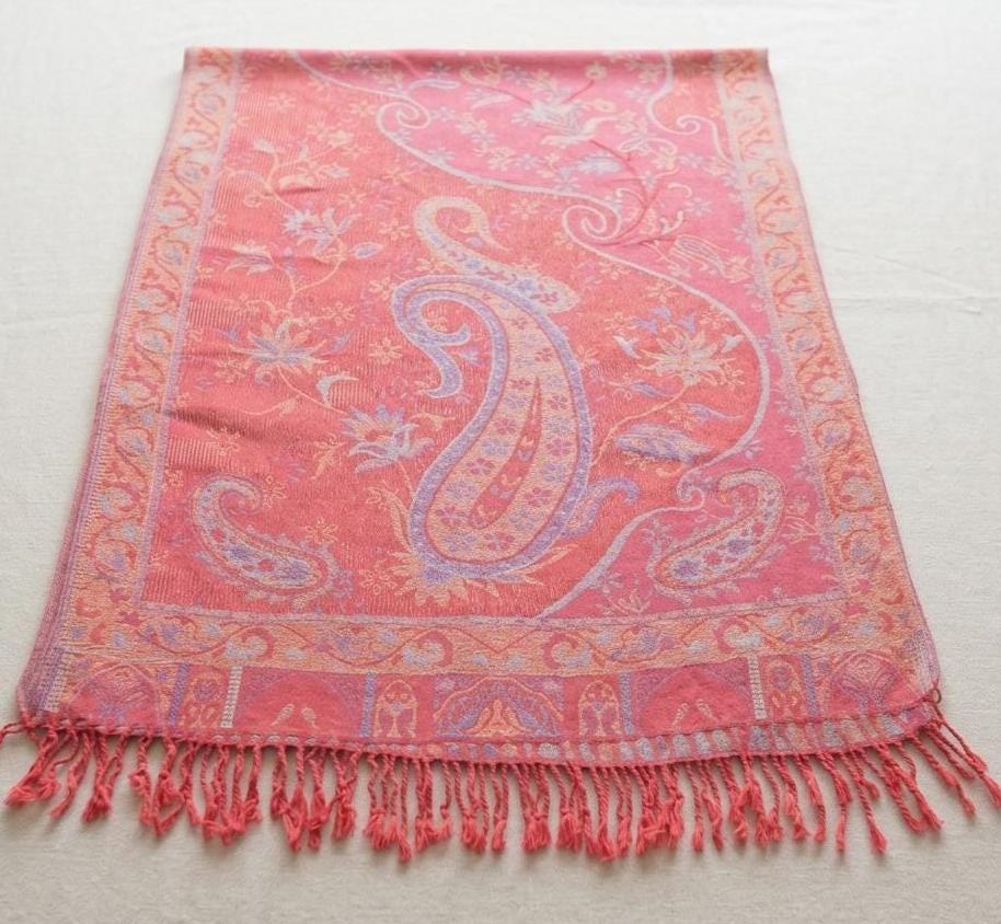 Reversible Soft Pashmina Shawl & Scarf for Women, Jacquard Brocade, Shawl, Sarong or Head Wraps