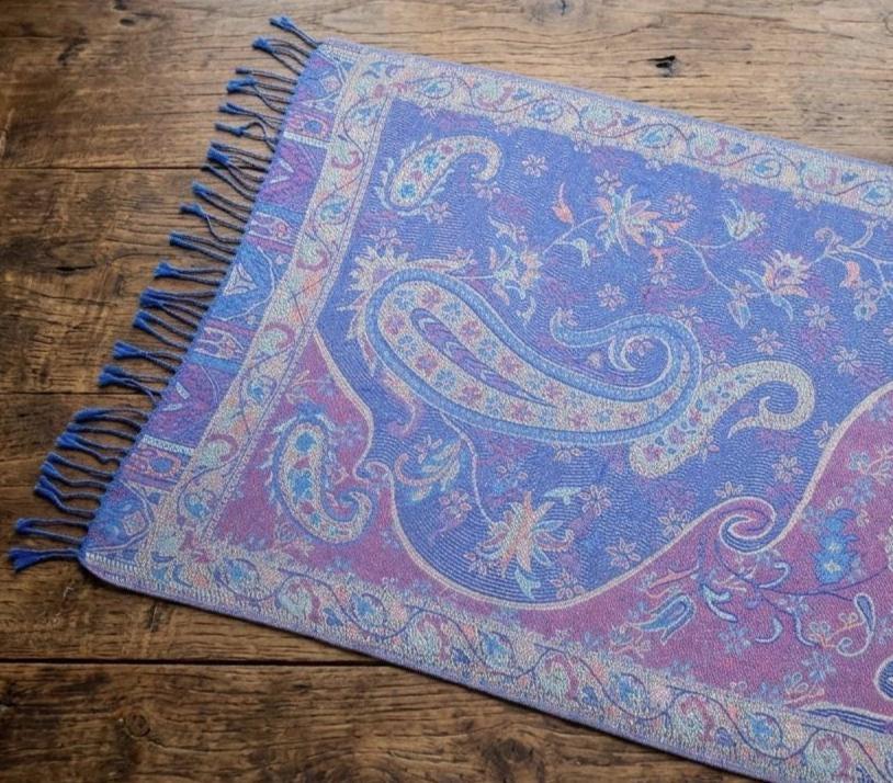 Reversible Soft Pashmina Shawl & Scarf for Women, Jacquard Brocade, Shawl, Sarong or Head Wraps