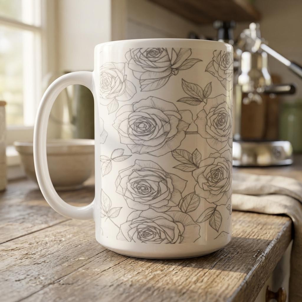 Floral Cups -  Large and Small Ceramic Mugs