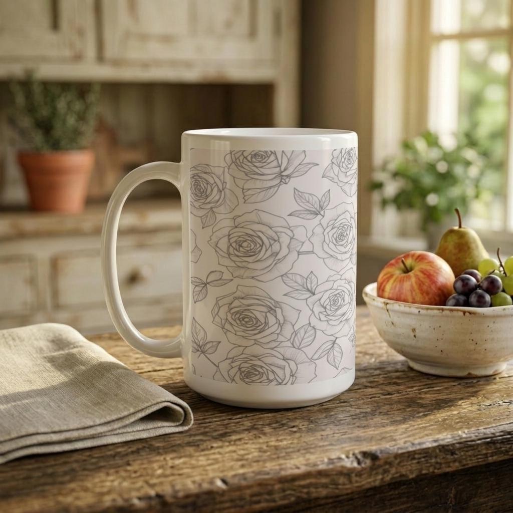 Floral Cups -  Large and Small Ceramic Mugs