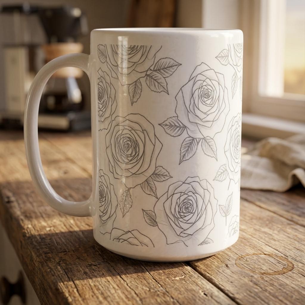 Floral Cups -  Large and Small Ceramic Mugs