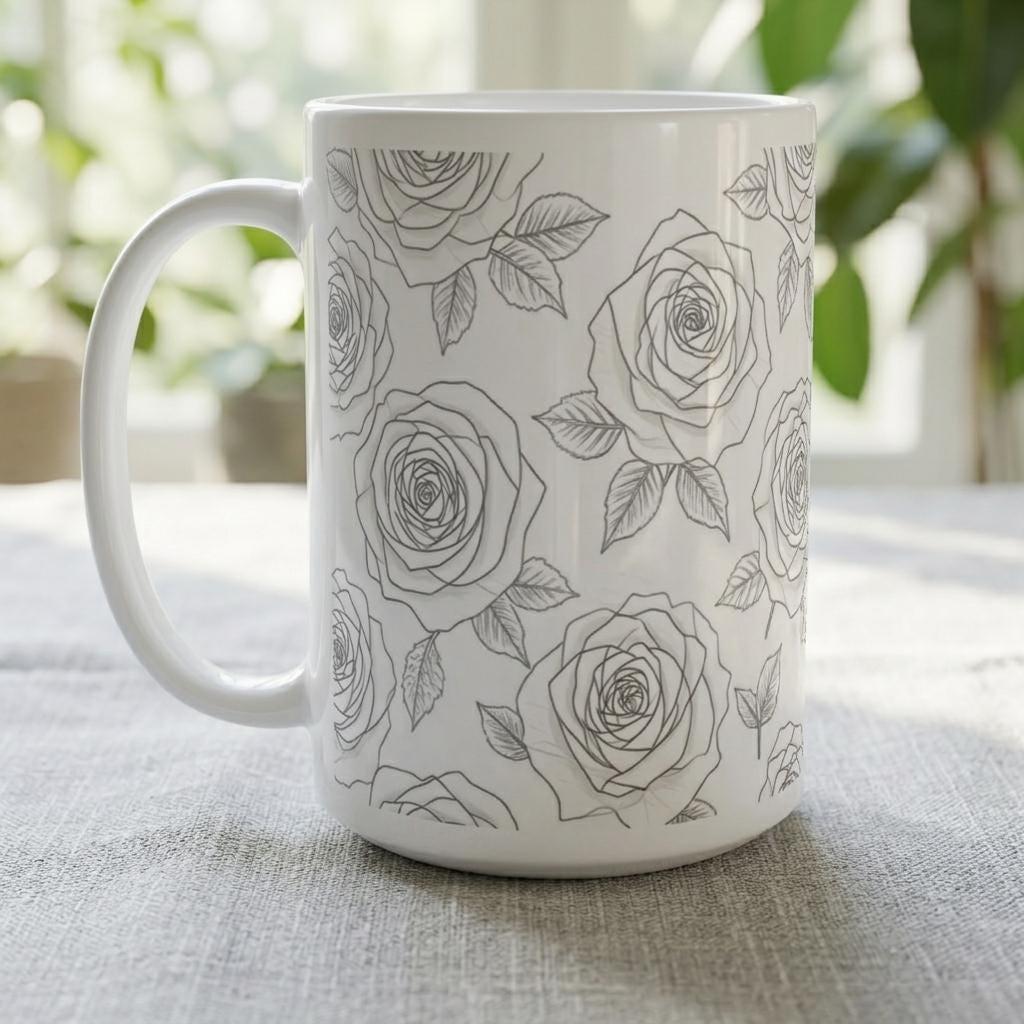 Floral Cups -  Large and Small Ceramic Mugs