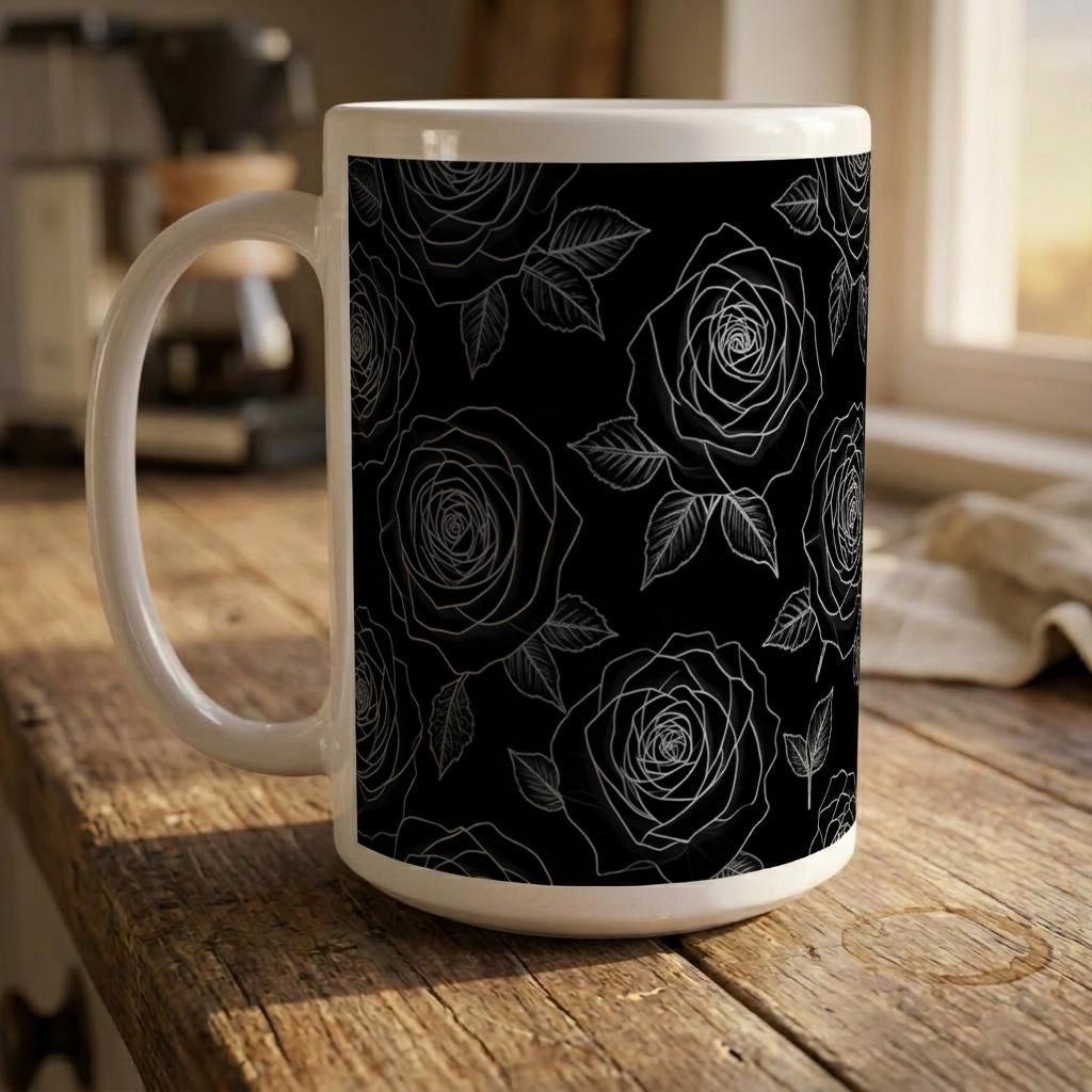 Dark Floral 15oz Ceramic Mug
