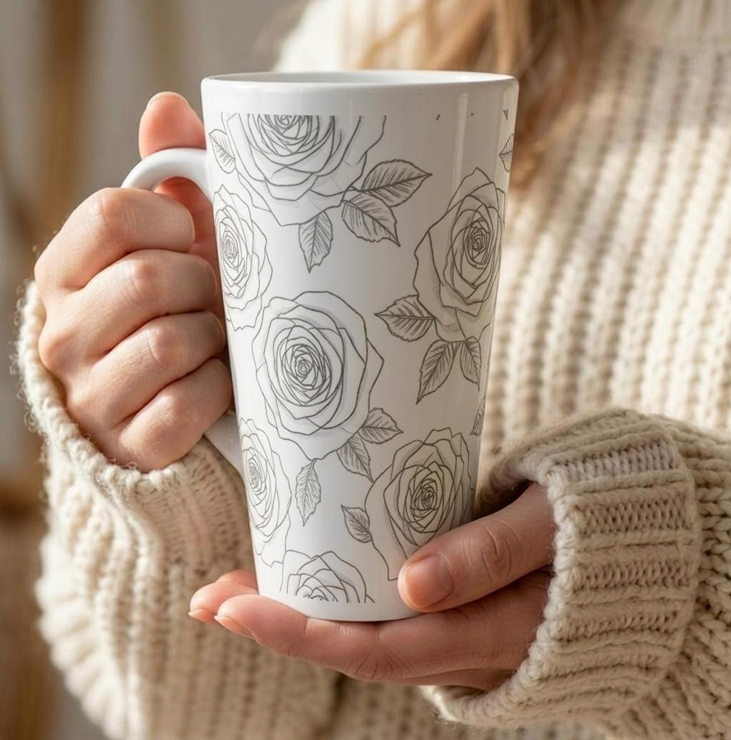 Latte 17oz Ceramic Mug - Coffee or Tea Cup, Extra Tall