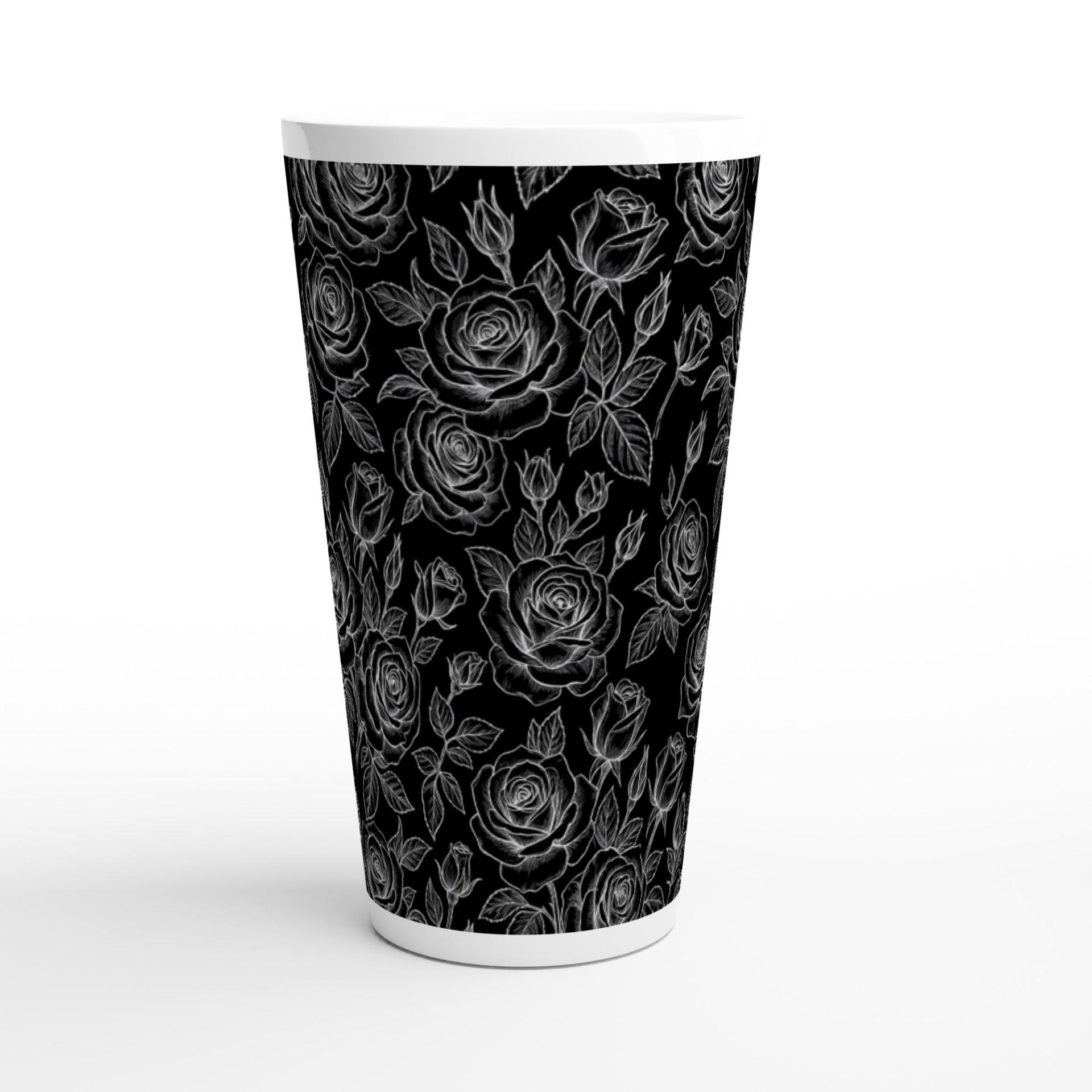 Roses, Latte 17oz Ceramic Mug - Coffee or Tea Cup, Extra Tall