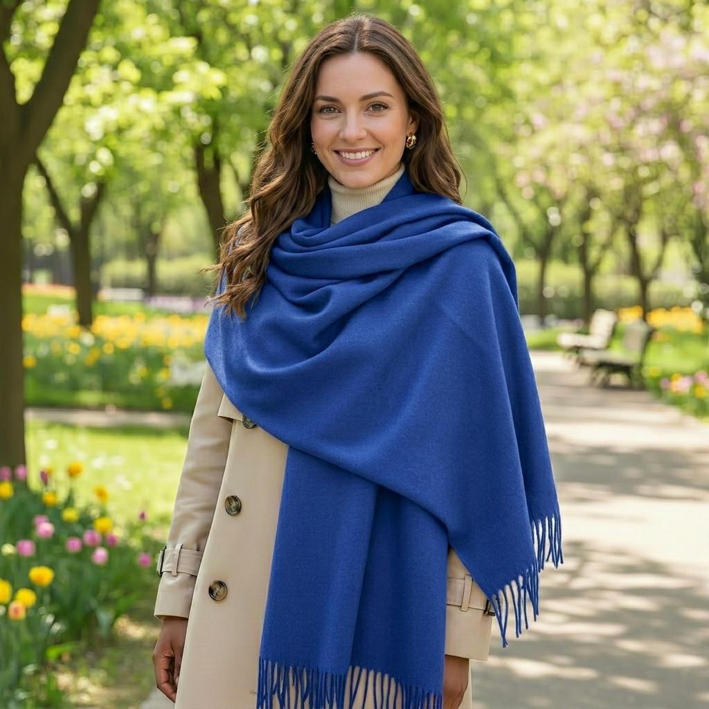 Blue Shawl - Wide Scarf - Pashmina Super Soft Wrap