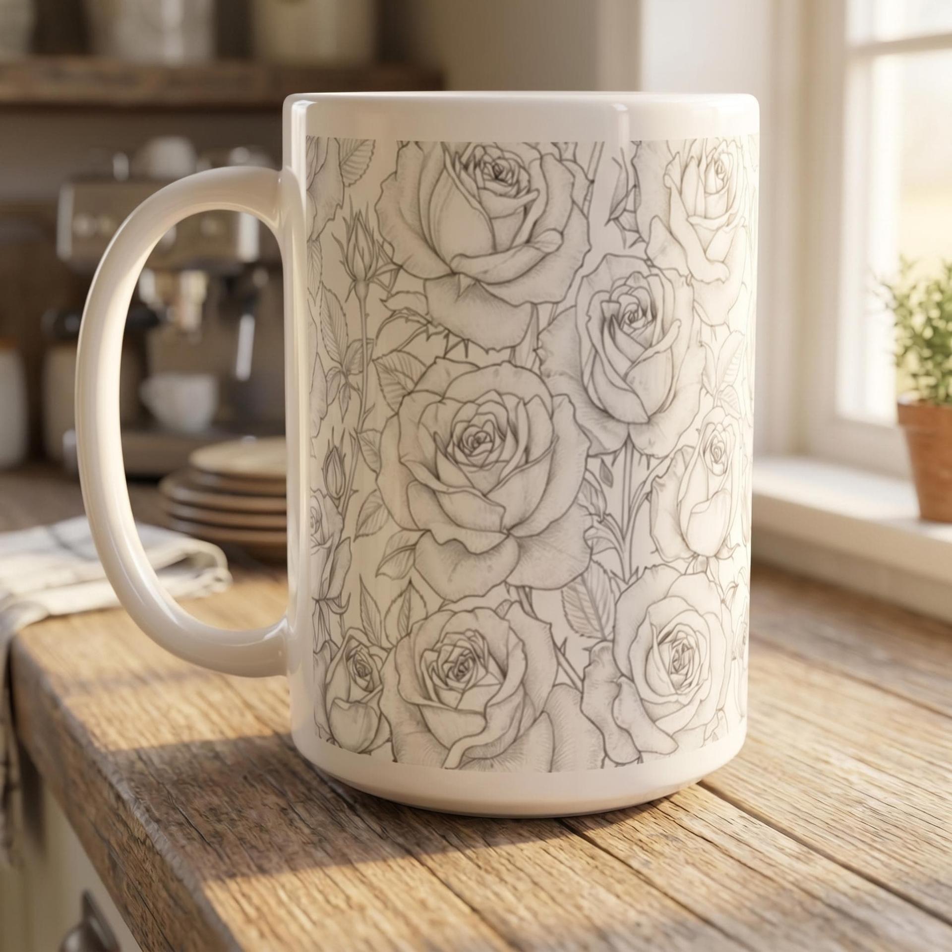 Roses - Floral Cups -  Large and Small Ceramic Mugs