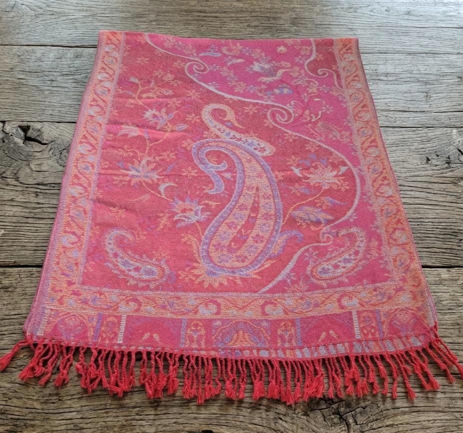 Reversible Soft Pashmina Shawl & Scarf for Women, Jacquard Brocade, Shawl, Sarong or Head Wraps
