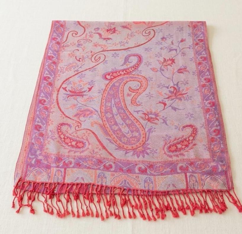 Reversible Soft Pashmina Shawl & Scarf for Women, Jacquard Brocade, Shawl, Sarong or Head Wraps