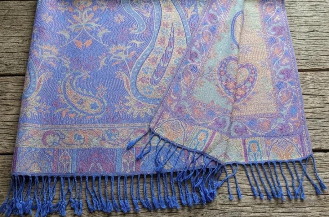 Reversible Soft Pashmina Shawl & Scarf for Women, Jacquard Brocade, Shawl, Sarong or Head Wraps