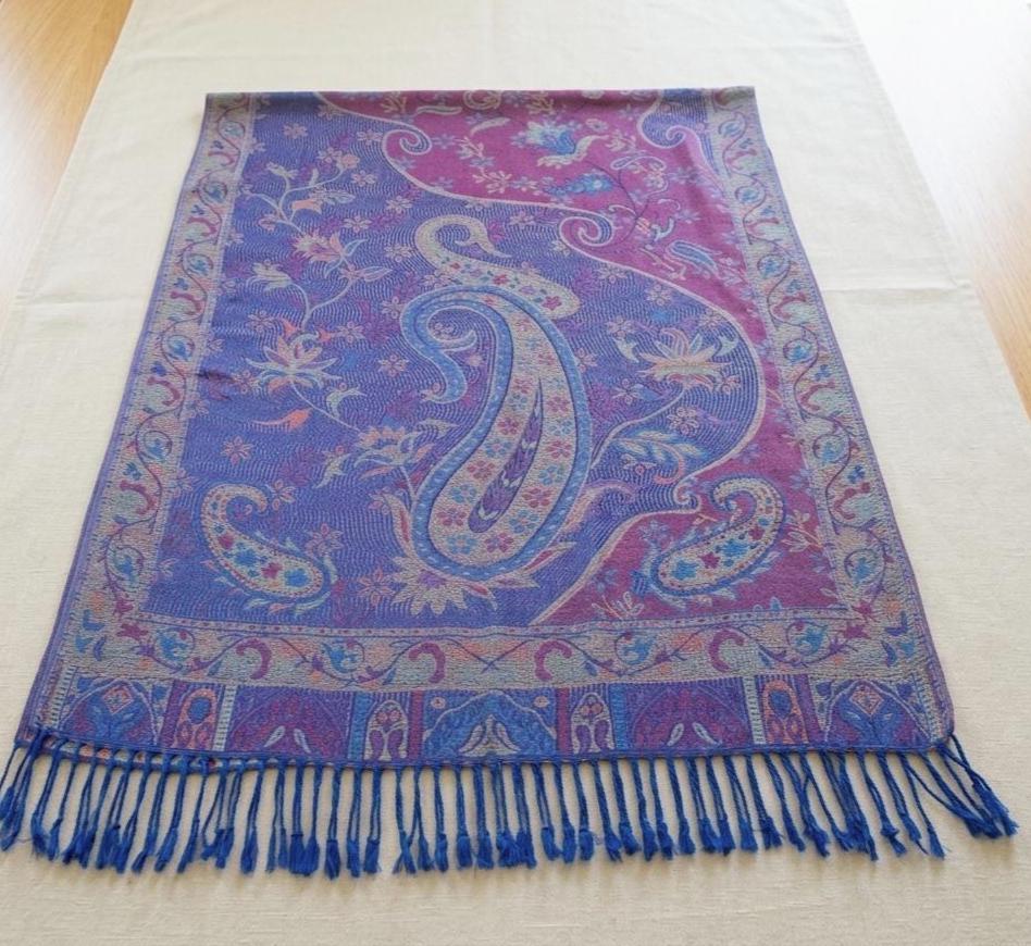Reversible Soft Pashmina Shawl & Scarf for Women, Jacquard Brocade, Shawl, Sarong or Head Wraps