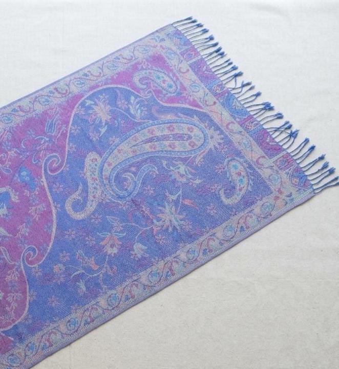 Reversible Soft Pashmina Shawl & Scarf for Women, Jacquard Brocade, Shawl, Sarong or Head Wraps