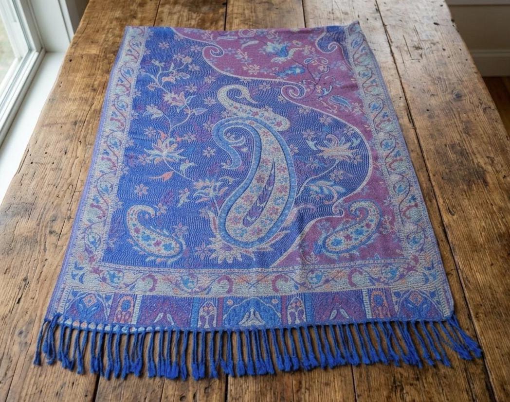 Reversible Soft Pashmina Shawl & Scarf for Women, Jacquard Brocade, Shawl, Sarong or Head Wraps