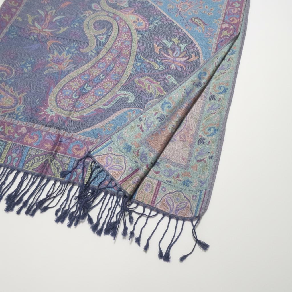 Reversible Soft Pashmina Shawl & Scarf for Women, Jacquard Brocade, Shawl, Sarong or Head Wraps