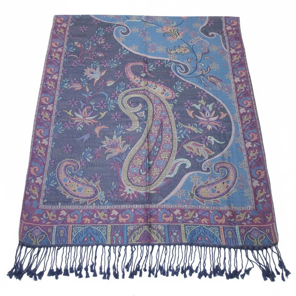 Reversible Soft Pashmina Shawl & Scarf for Women, Jacquard Brocade, Shawl, Sarong or Head Wraps
