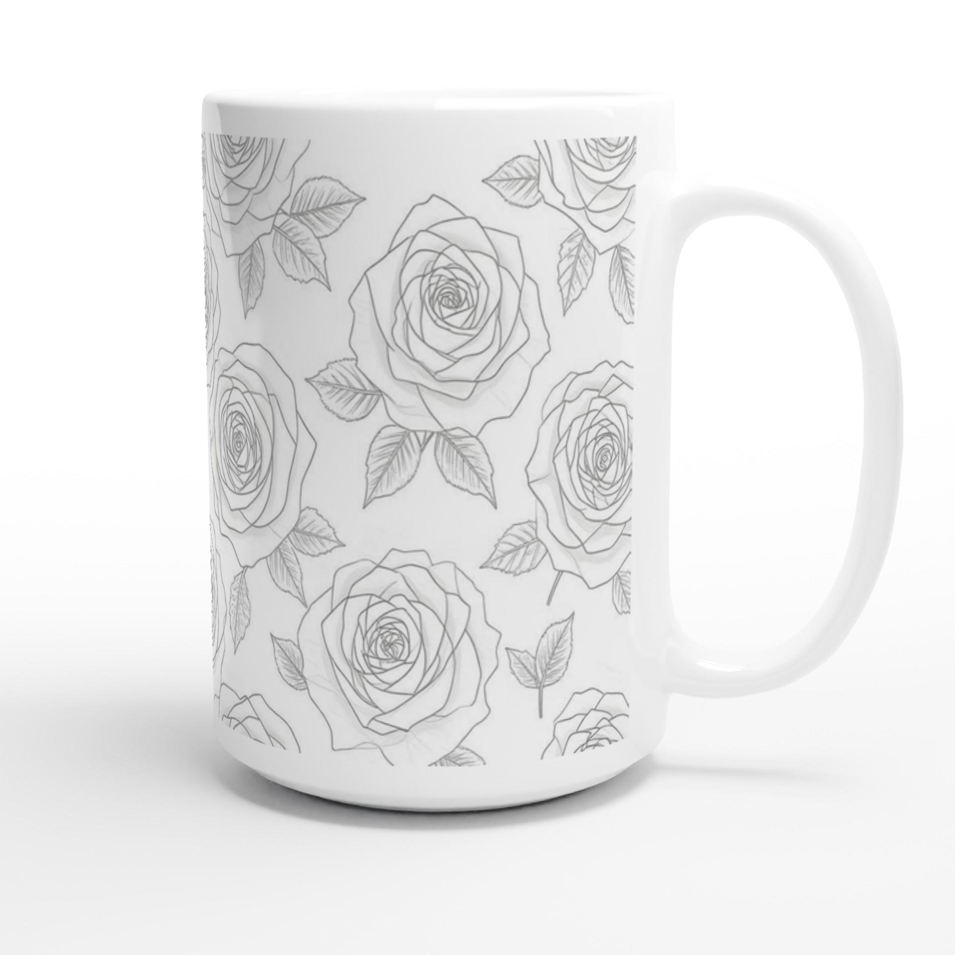 Set of Big Mugs, Floral Cup Set, Large 15 oz Matching Cups