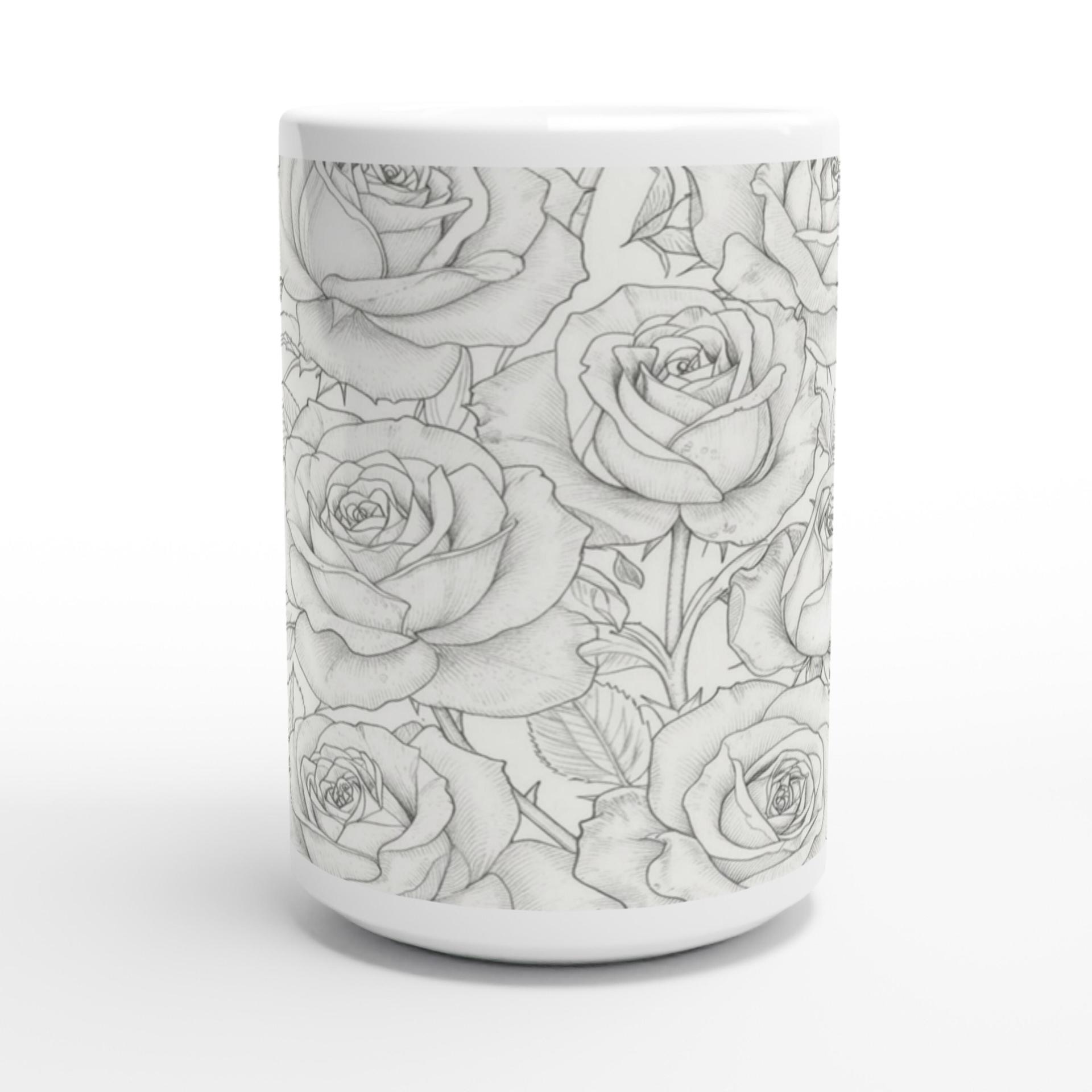 Set of Big Mugs, Floral Cup Set, Large 15 oz Matching Cups