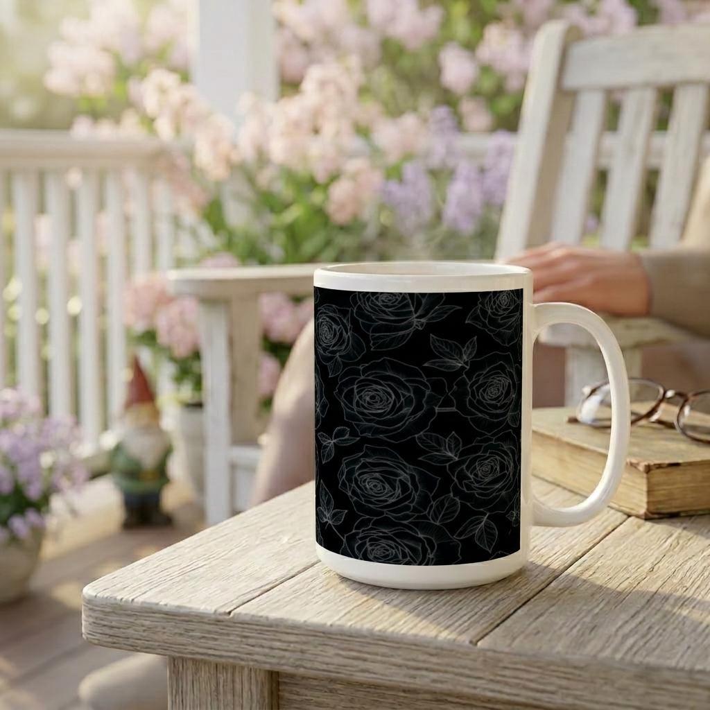 Set of Big Mugs, Floral Cup Set, Large 15 oz Matching Cups