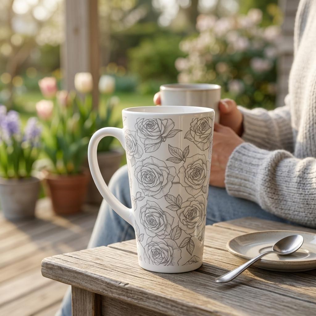 Latte 17oz Ceramic Mug - Coffee or Tea Cup, Extra Tall