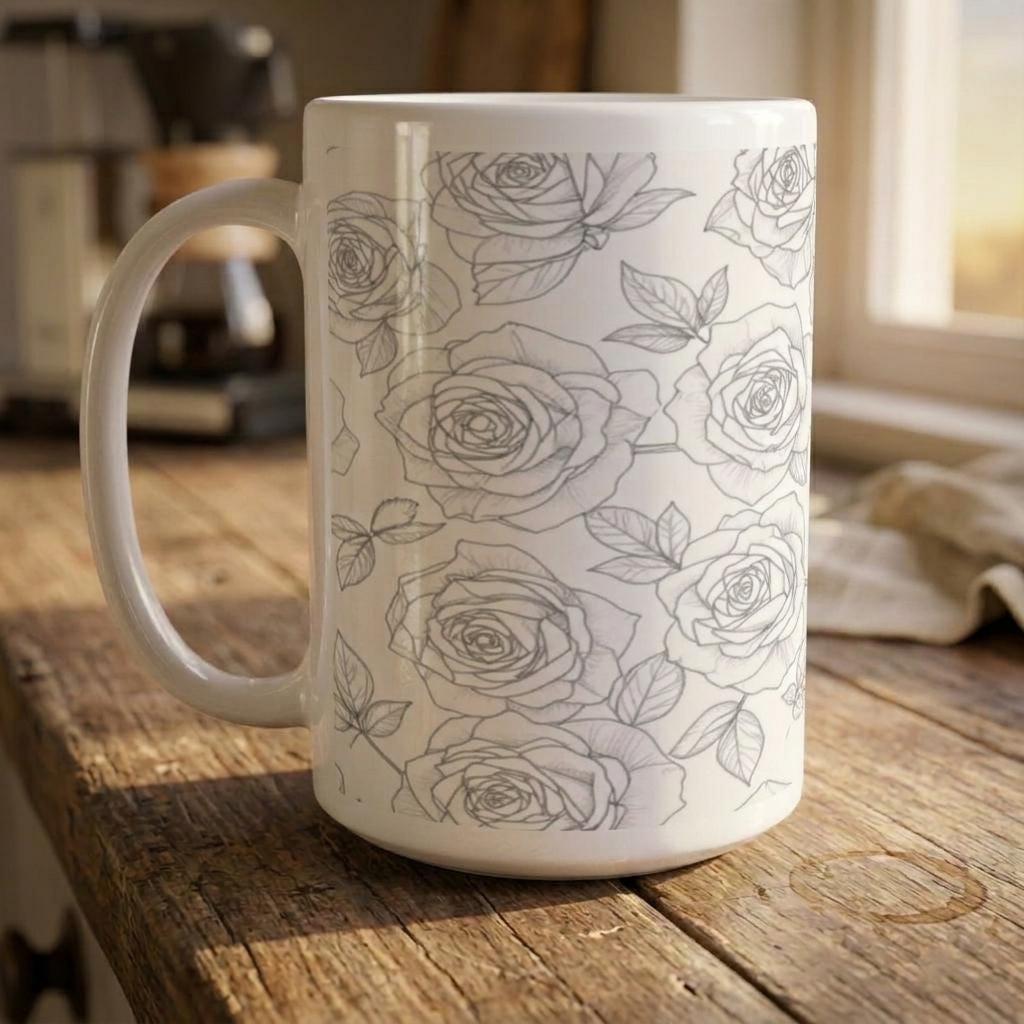 Floral Cups -  Large and Small Ceramic Mugs