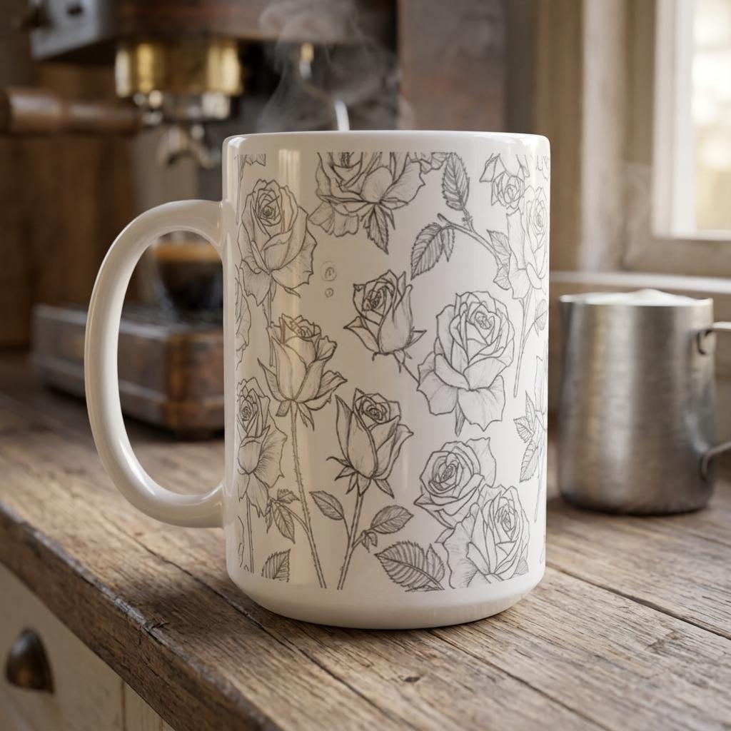 Floral Cups -  Large and Small Ceramic Mugs