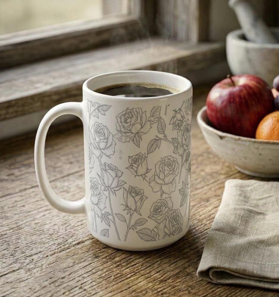 Floral Cups -  Large and Small Ceramic Mugs