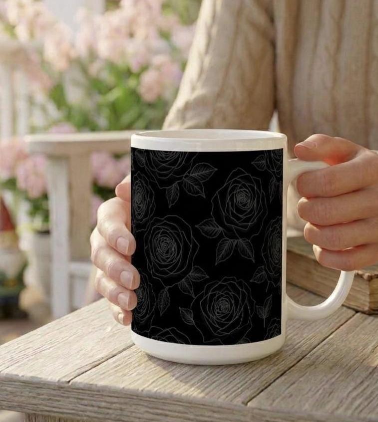 Dark Floral 15oz Ceramic Mug