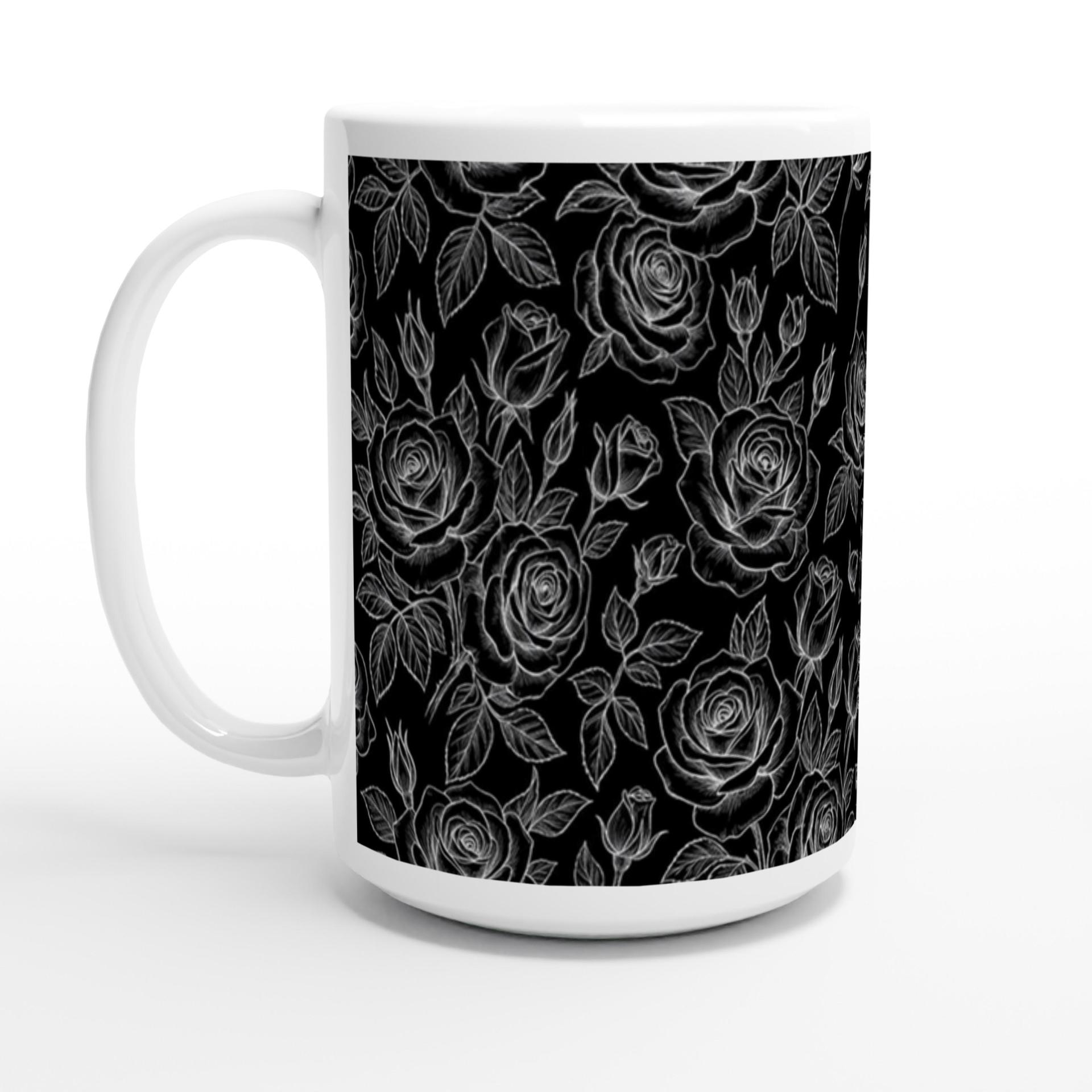 Set of Big Mugs, Floral Cup Set, Large 15 oz Matching Cups
